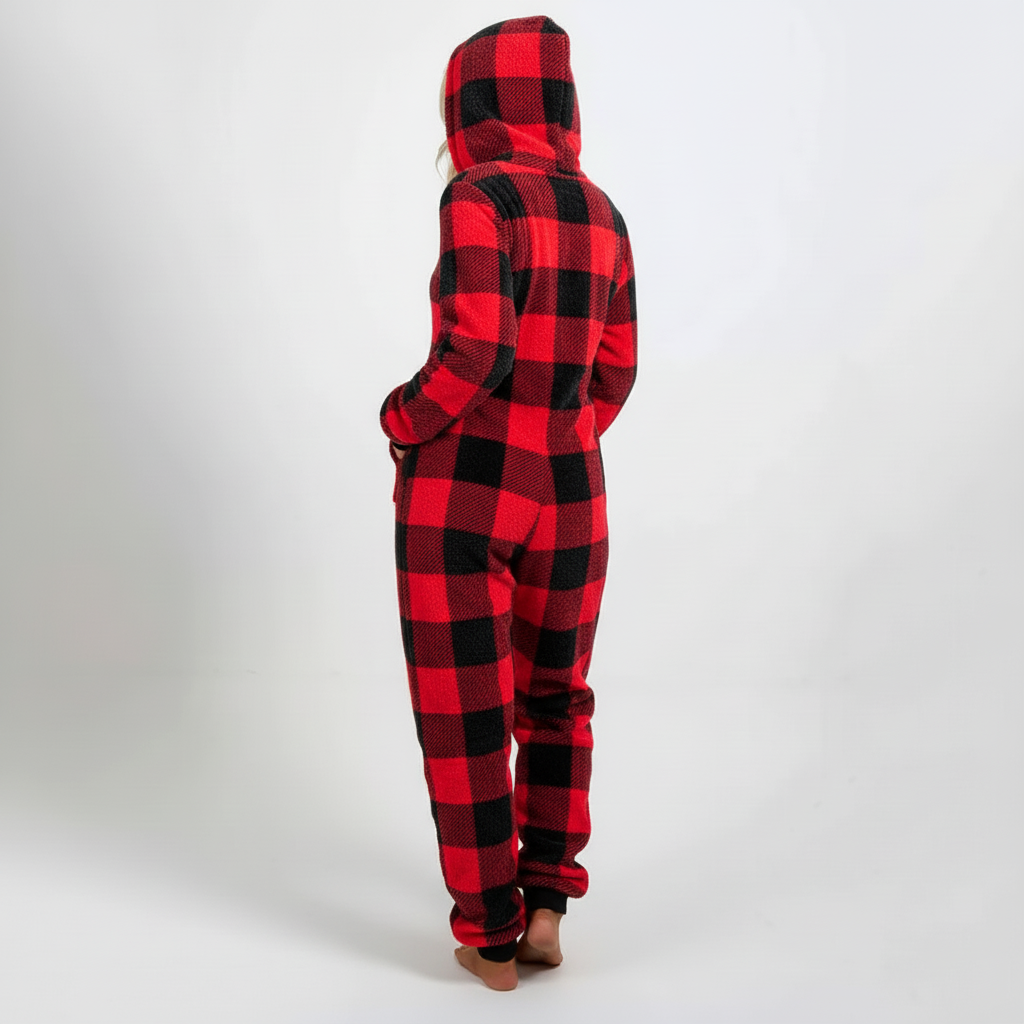 Ganzkörper-Kapuzenschlafanzug mit verspieltem Design und warmem Polyester