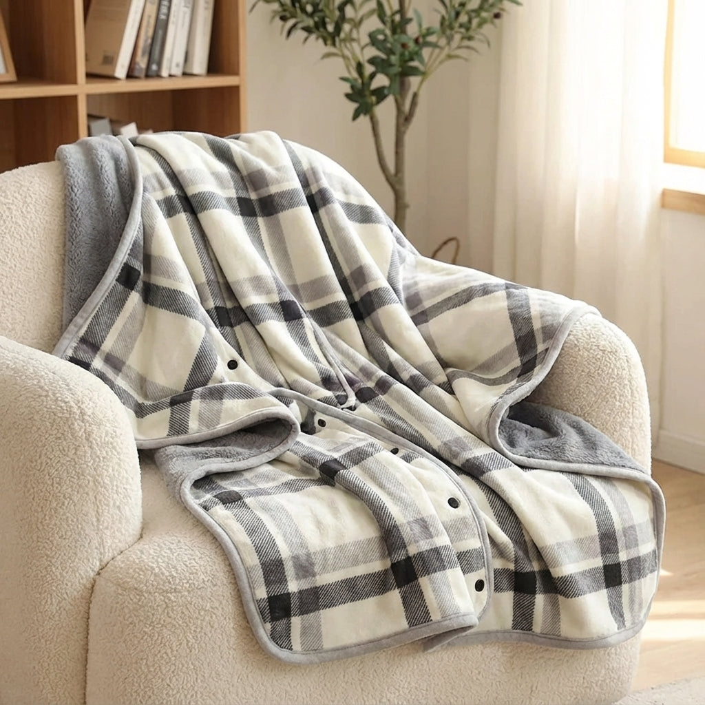 Tragbares Schultertuch-Decke mit Karo-Muster warm flauschig
