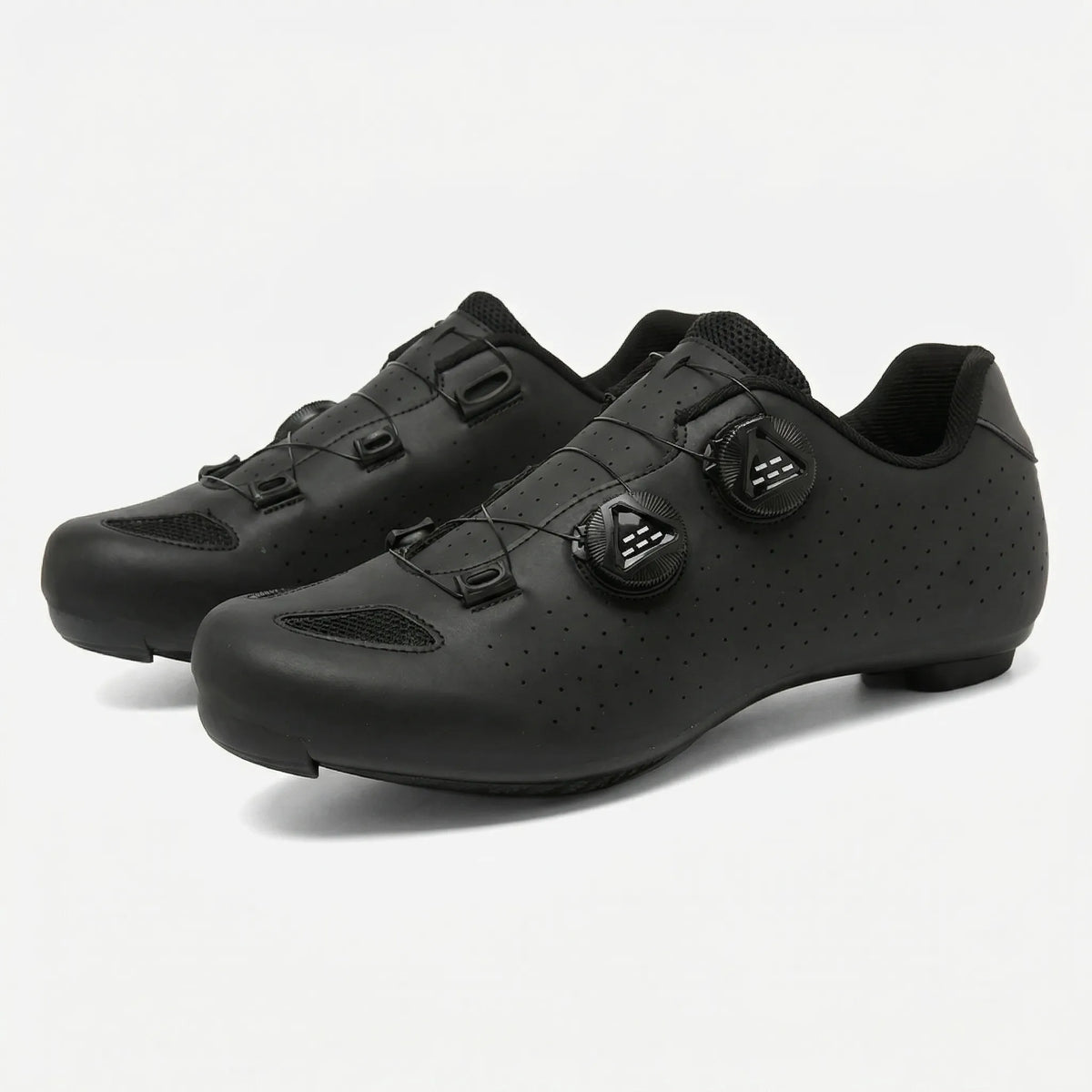 Rennradschuh mit Doppel-Drehverschlüssen, perforiertes Obermaterial, Renn- und MTB-Cleat-kompatibel