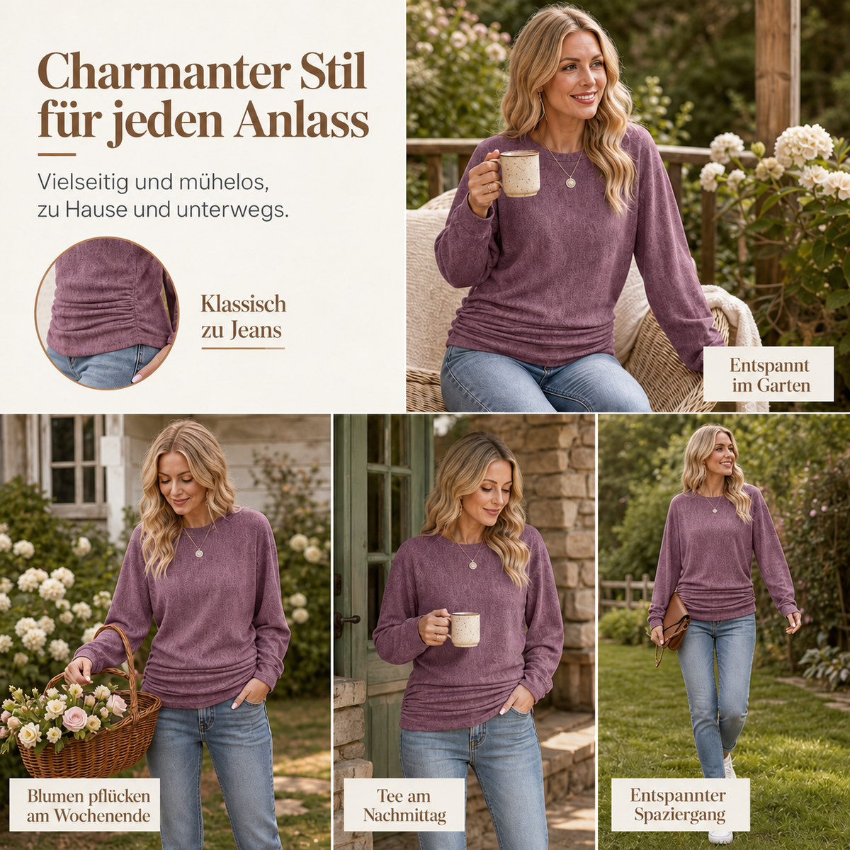 Camp Basel | Damen-Strickpullover mit Rundhalsausschnitt – Dehnbar & Formbeständig, Sechs Herbstfarben