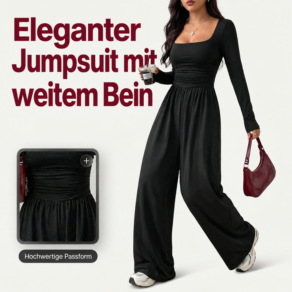 Camp Basel | Damen Lässiger Overall mit Quadratischem Ausschnitt und weitem Bein