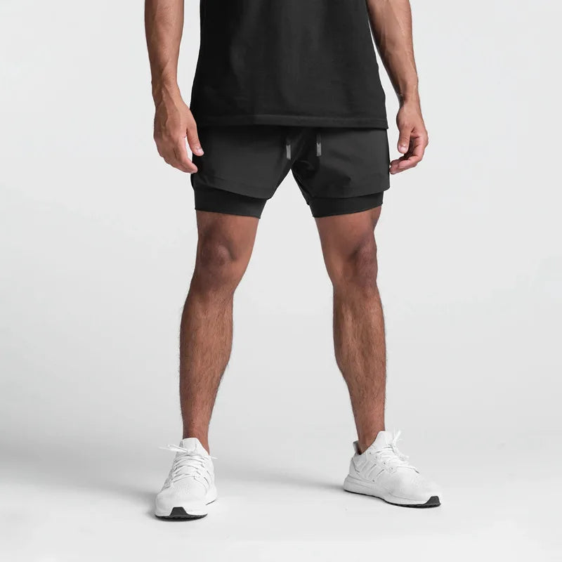 Herren-Laufshorts 2-in-1 atmungsaktiv mit Doppelschicht-Konstruktion