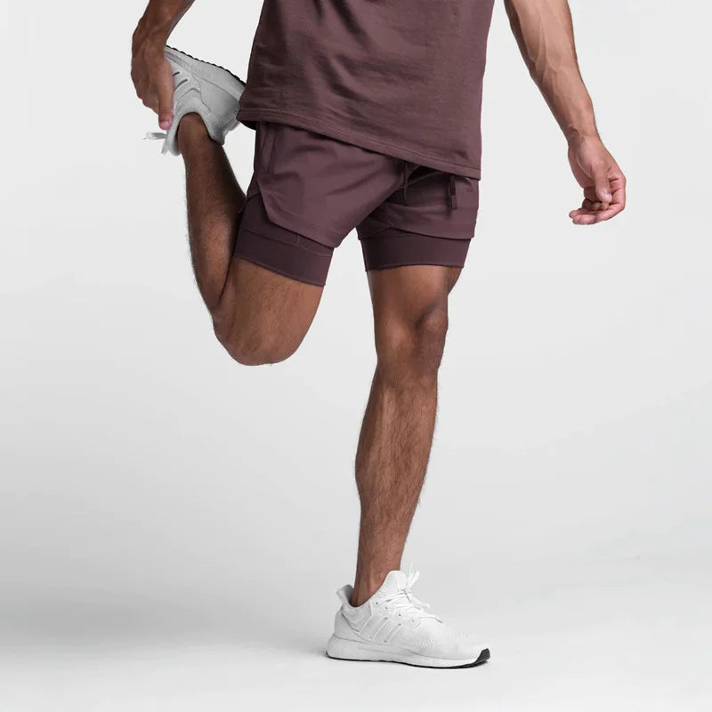 Herren-Laufshorts 2-in-1 atmungsaktiv mit Doppelschicht-Konstruktion
