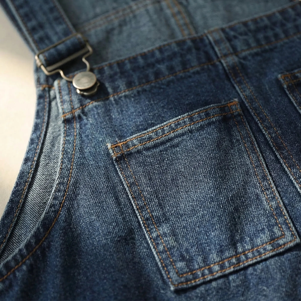 Denim-Latzhose Haremsstil Vintage-Patchwork lockerer Schnitt