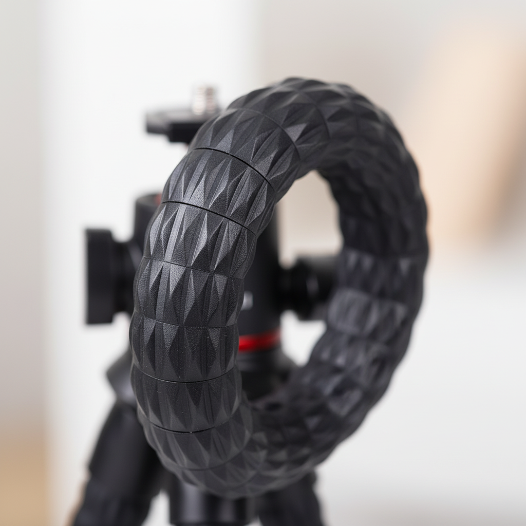 Flexibler Oktopus-Stativ mit gummibeschichteten Beinen und Blitzschuh