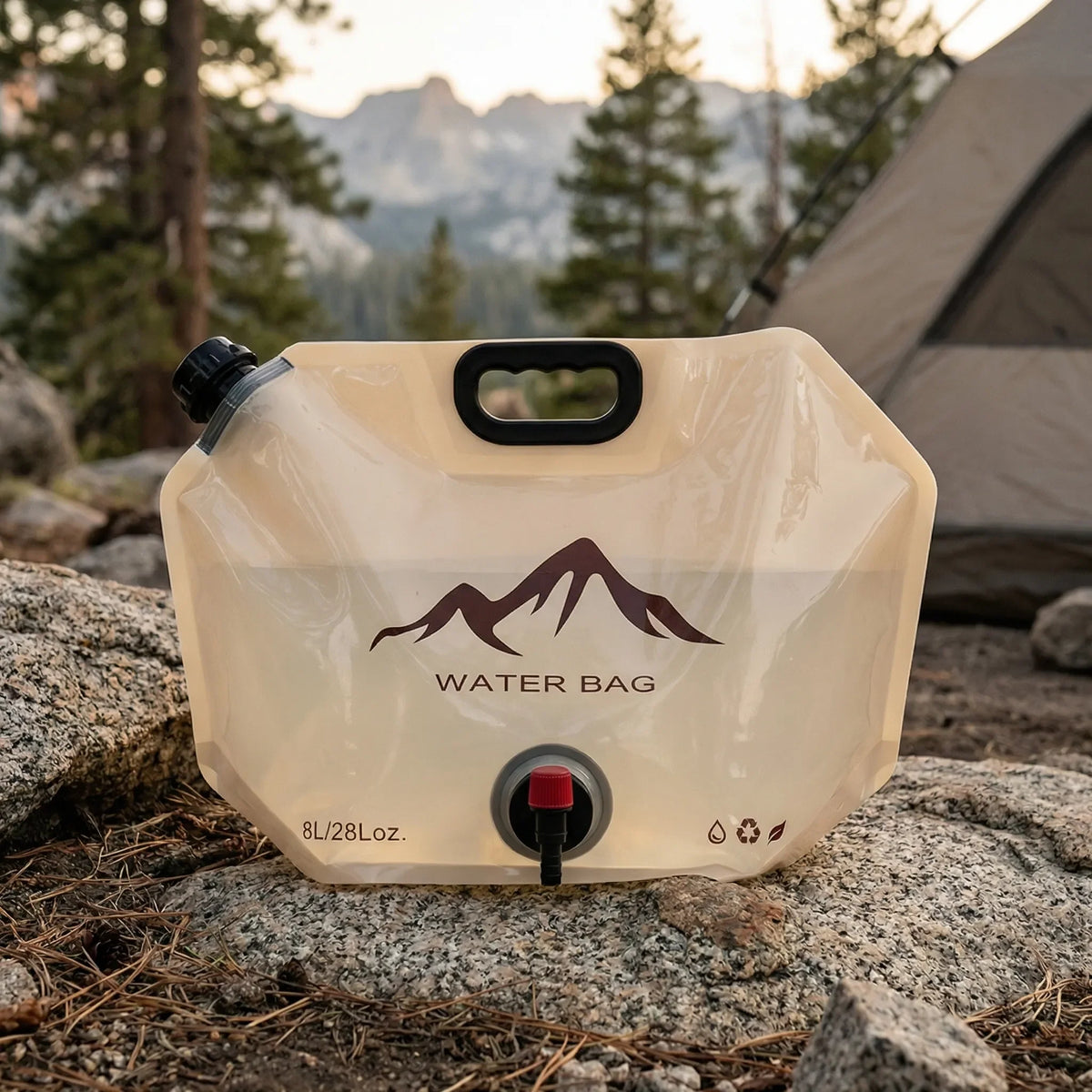 Zusammenklappbarer Wasserbehälter 8 Liter mit Zapfhahn für Camping