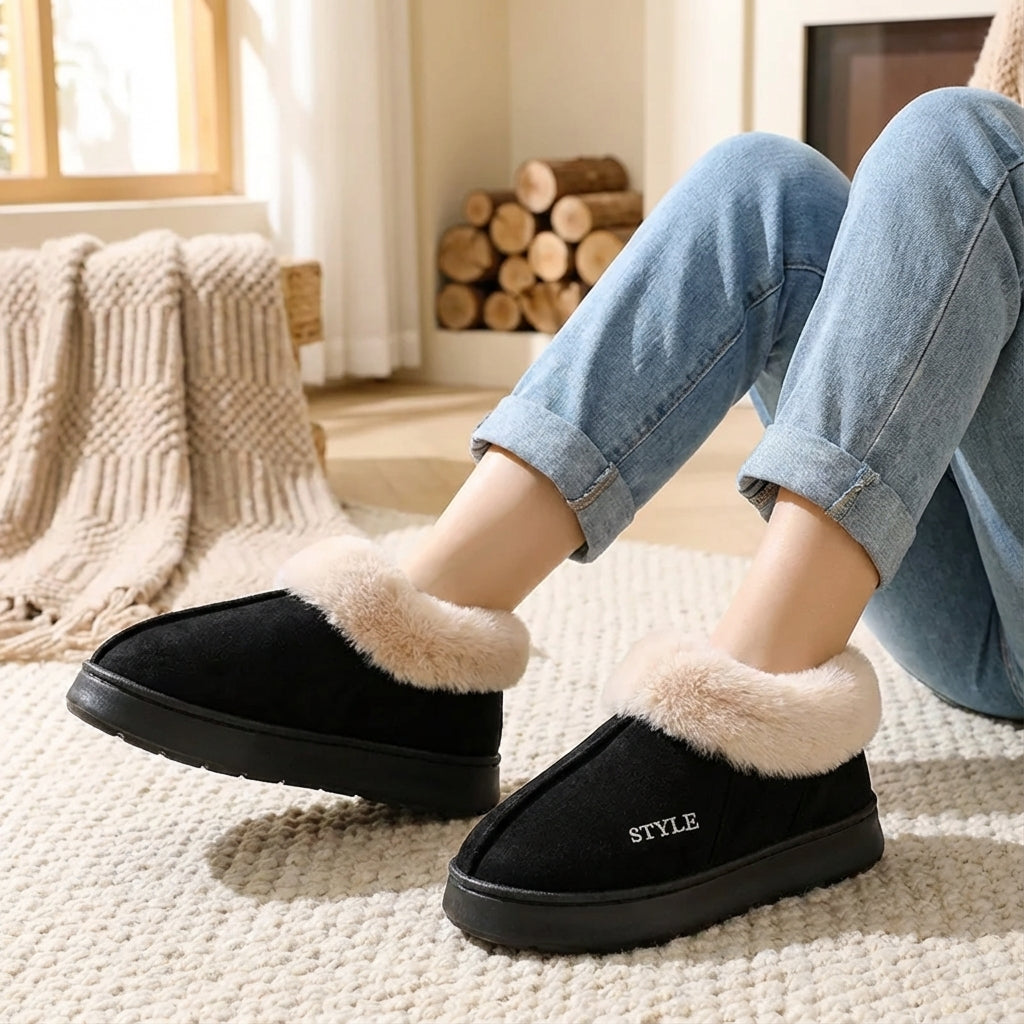Damen Knöchel-Slip-On-Stiefel Winter plüsch gefüttert Plateausohle