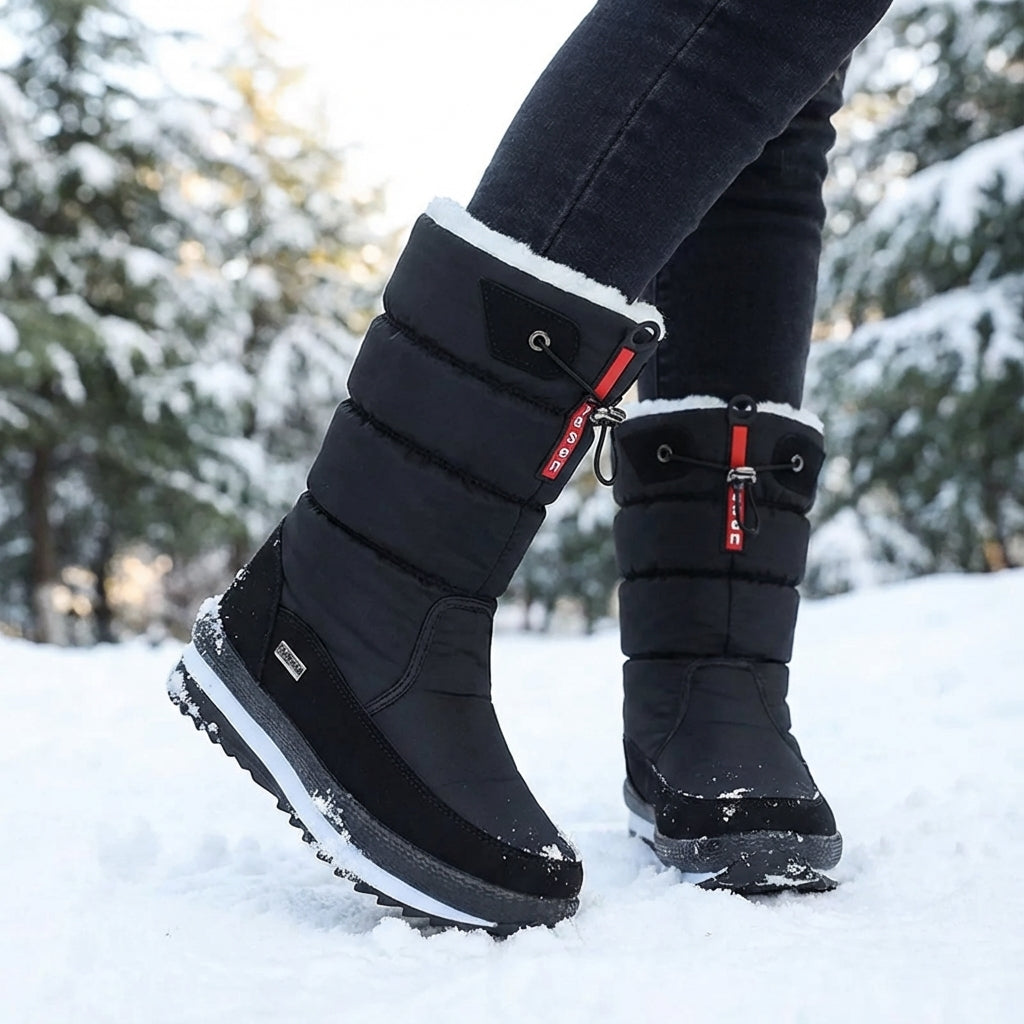 Damen-Winterstiefel mit rutschfester Sohle, wattierter Fütterung und Plateausohle