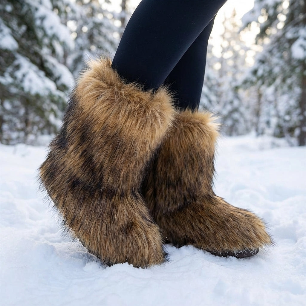 Halbhohe Winterstiefel mit flauschiger Plüschfütterung und griffiger Wintersohle