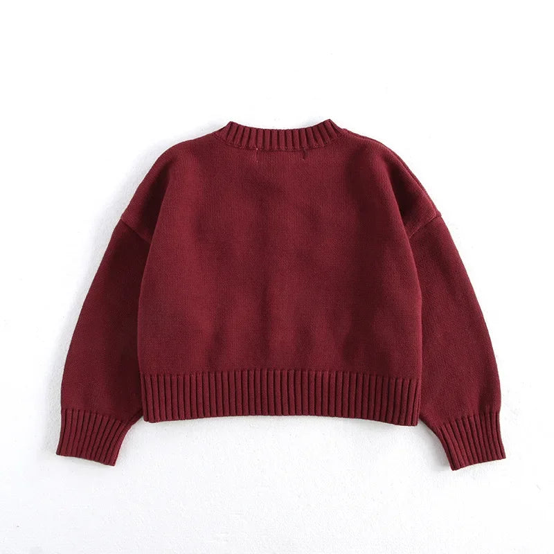Mädchen Strickjacke mit Schleifen und gerippten Details
