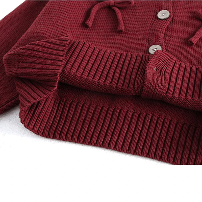 Mädchen Strickjacke mit Schleifen und gerippten Details