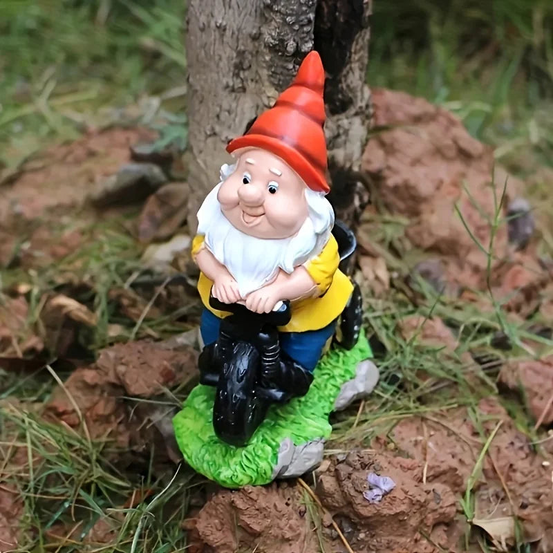 Gartenzwerg-Figur Dreirad Blumenkübel wetterfest detailreich
