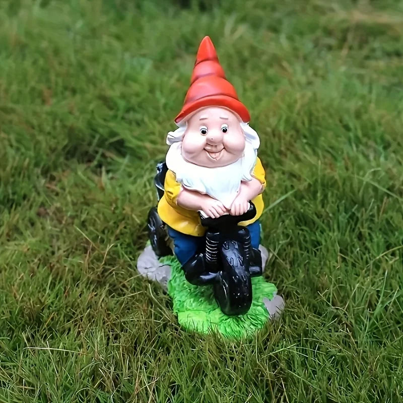 Gartenzwerg-Figur Dreirad Blumenkübel wetterfest detailreich