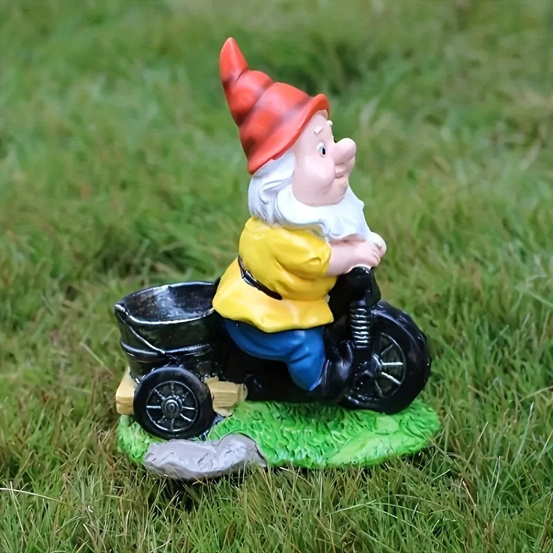 Gartenzwerg-Figur Dreirad Blumenkübel wetterfest detailreich