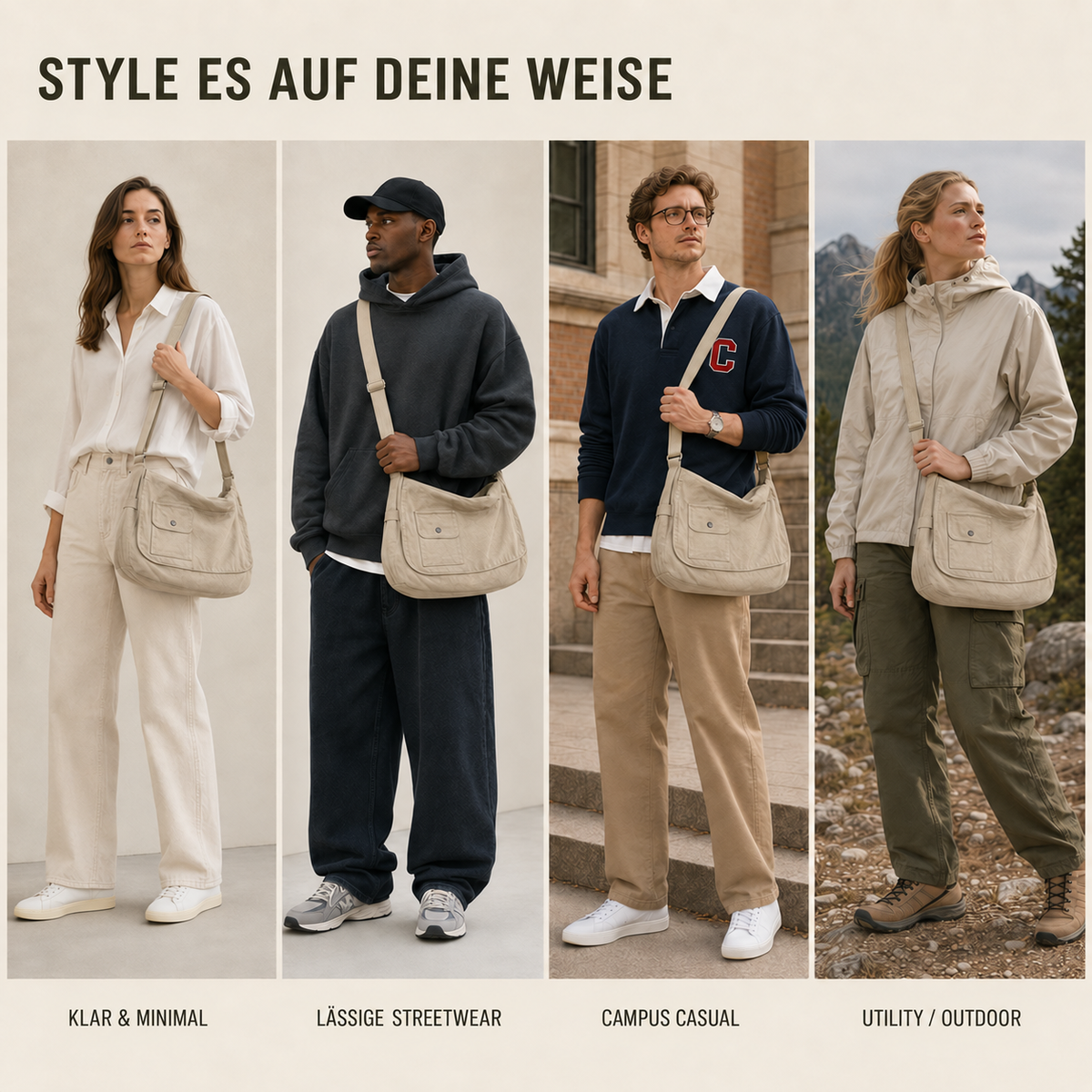 Camp Basel | Große Canvas Messenger Tasche