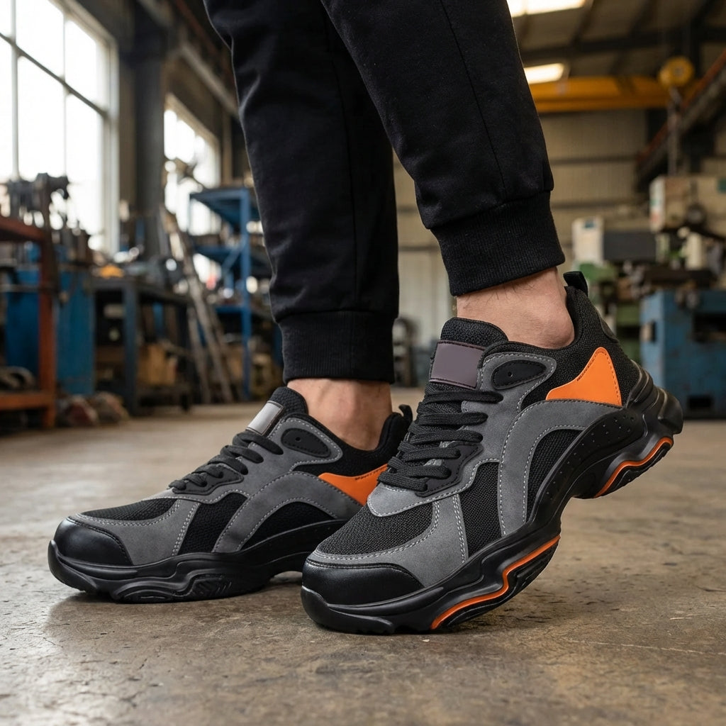 Slip-On-Sicherheitsschuh mit verstärkter Zehenkappe und rutschfester Sohle
