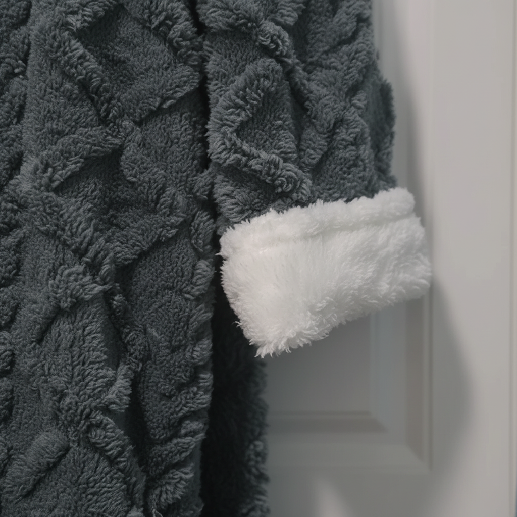 Damen Kapuzen-Bademantel lang plüschig warm Knöchellänge Winter