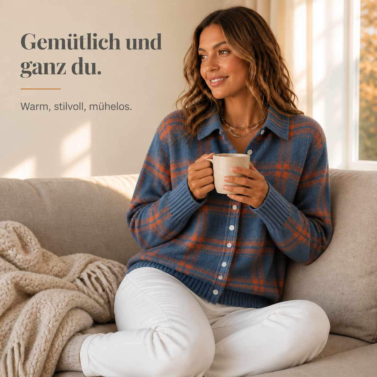 Camp Basel | Karierte Strickjacke mit Hemskragen