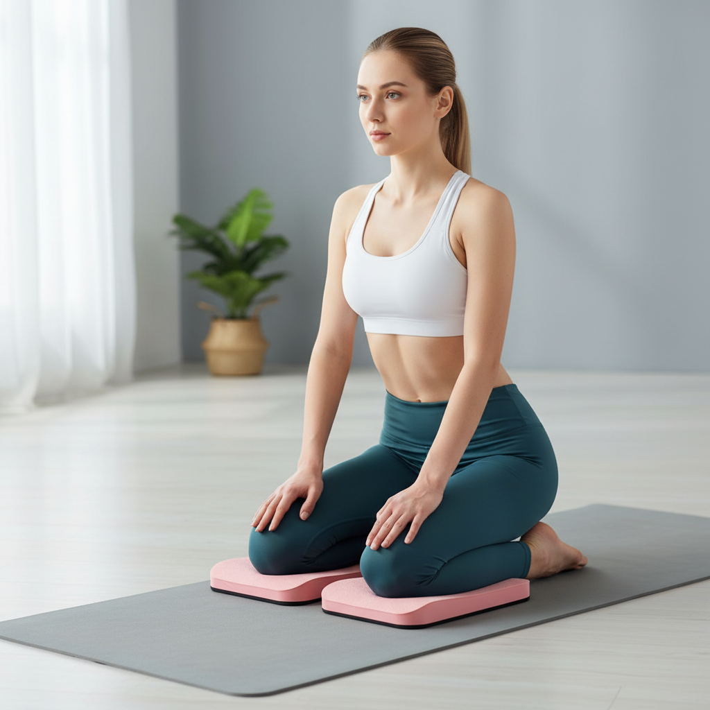 Dicke Yoga-Kniematte gepolstert rutschfest für Gelenke
