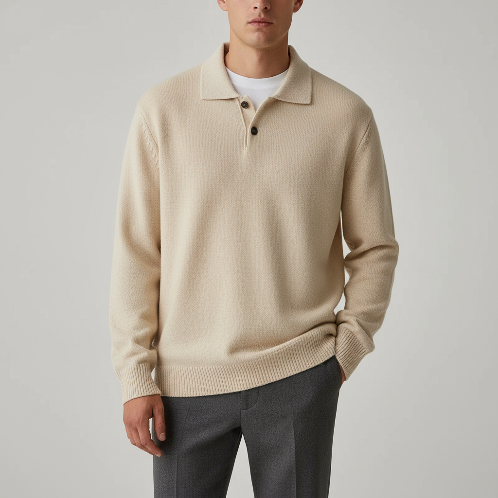 Herren Polokragen-Pullover mit lockerer Passform und Polokragen