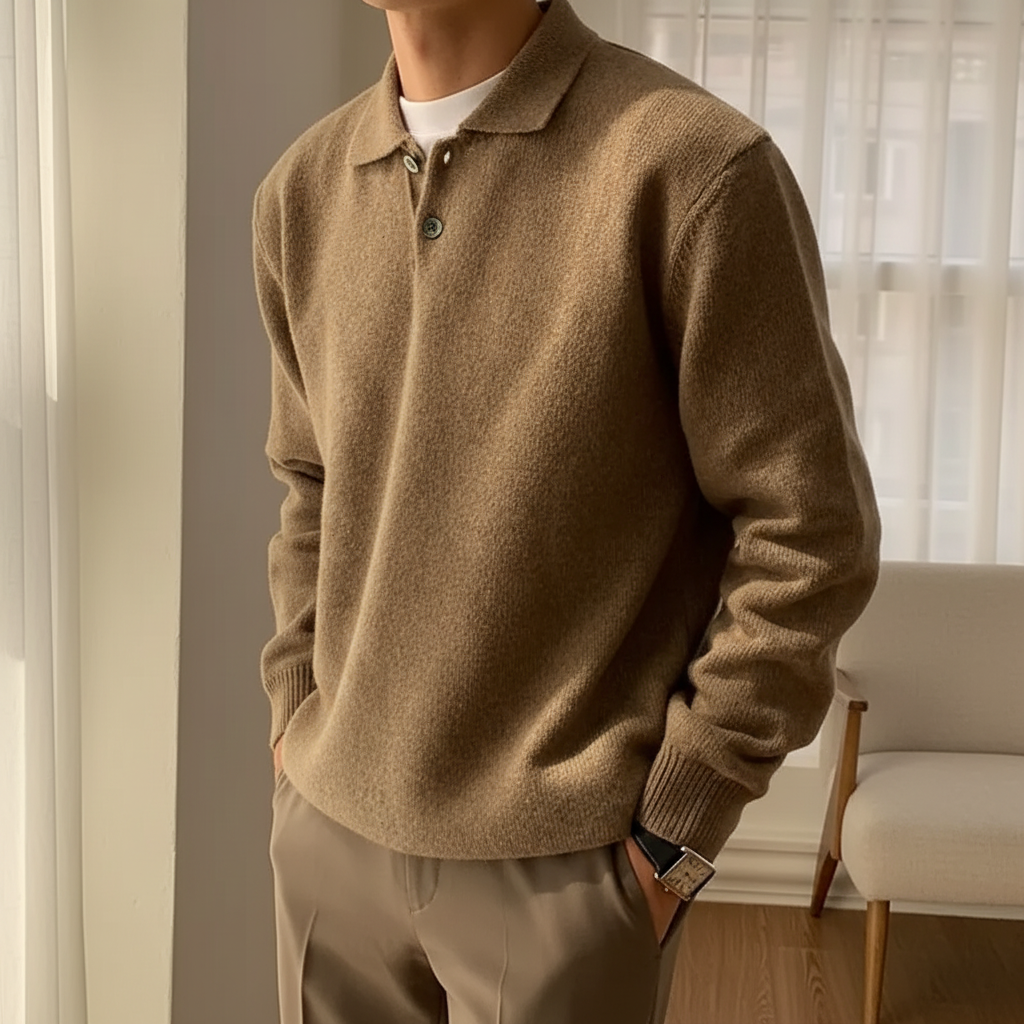 Herren Polokragen-Pullover mit lockerer Passform und Polokragen