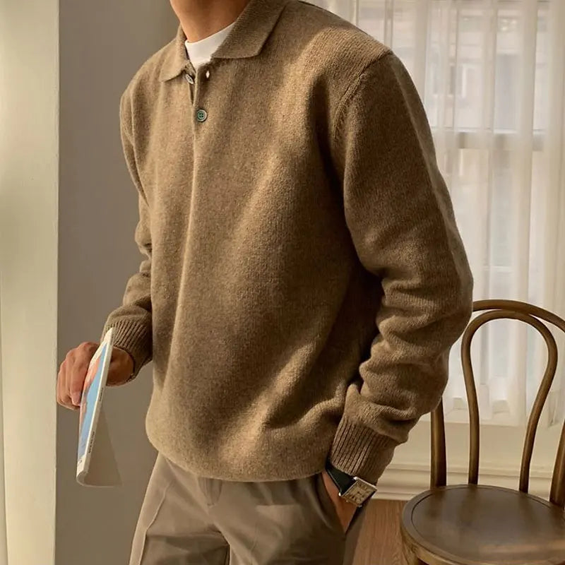 Herren Polokragen-Pullover mit lockerer Passform und Polokragen