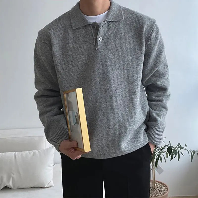 Herren Polokragen-Pullover mit lockerer Passform und Polokragen