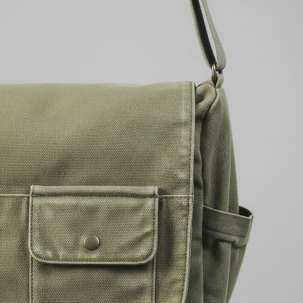 Canvas-Messenger-Tasche mit grossem Innenraum und verstellbarem Schultergurt