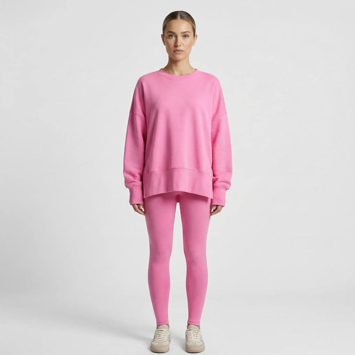 Übergroßer Sweatshirt mit schlanker gerippter Hose Loungewear-Set