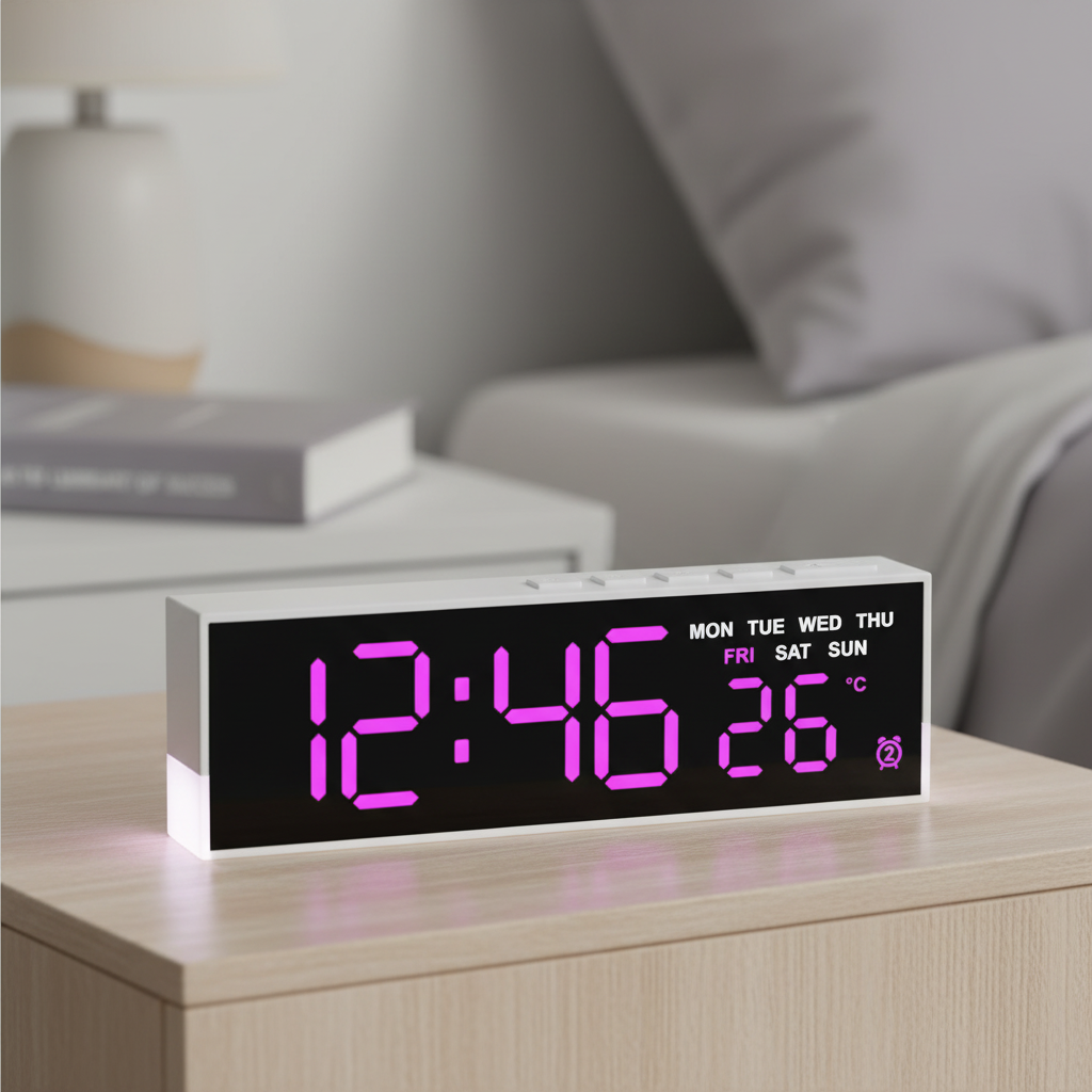 Digitaler USB Wecker mit LED Display Temperaturanzeige Stimmungslicht