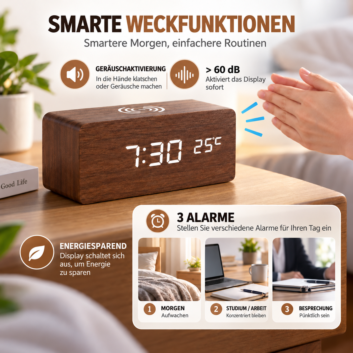 Camp Basel | Lumnora Digital LED Holzwecker