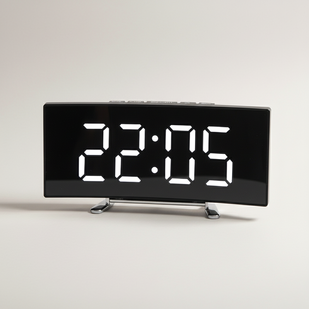 LED-Spiegeluhr mit großem weißen Display und Kalender-Funktion