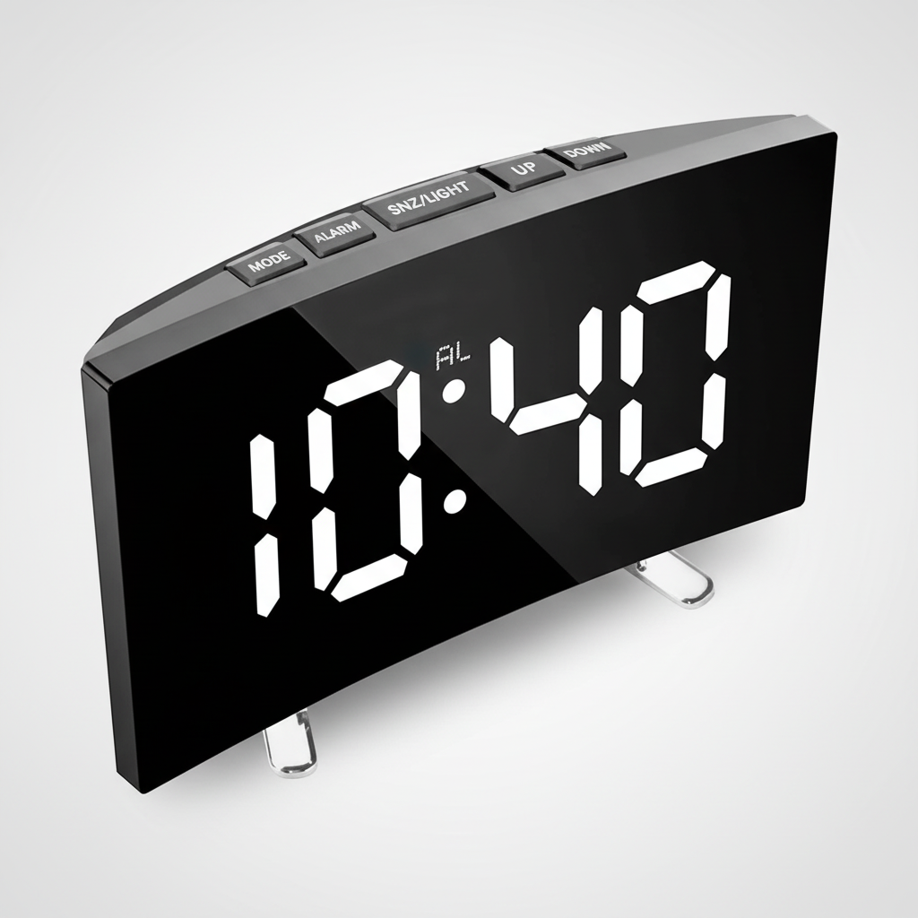 LED-Spiegeluhr mit großem weißen Display und Kalender-Funktion