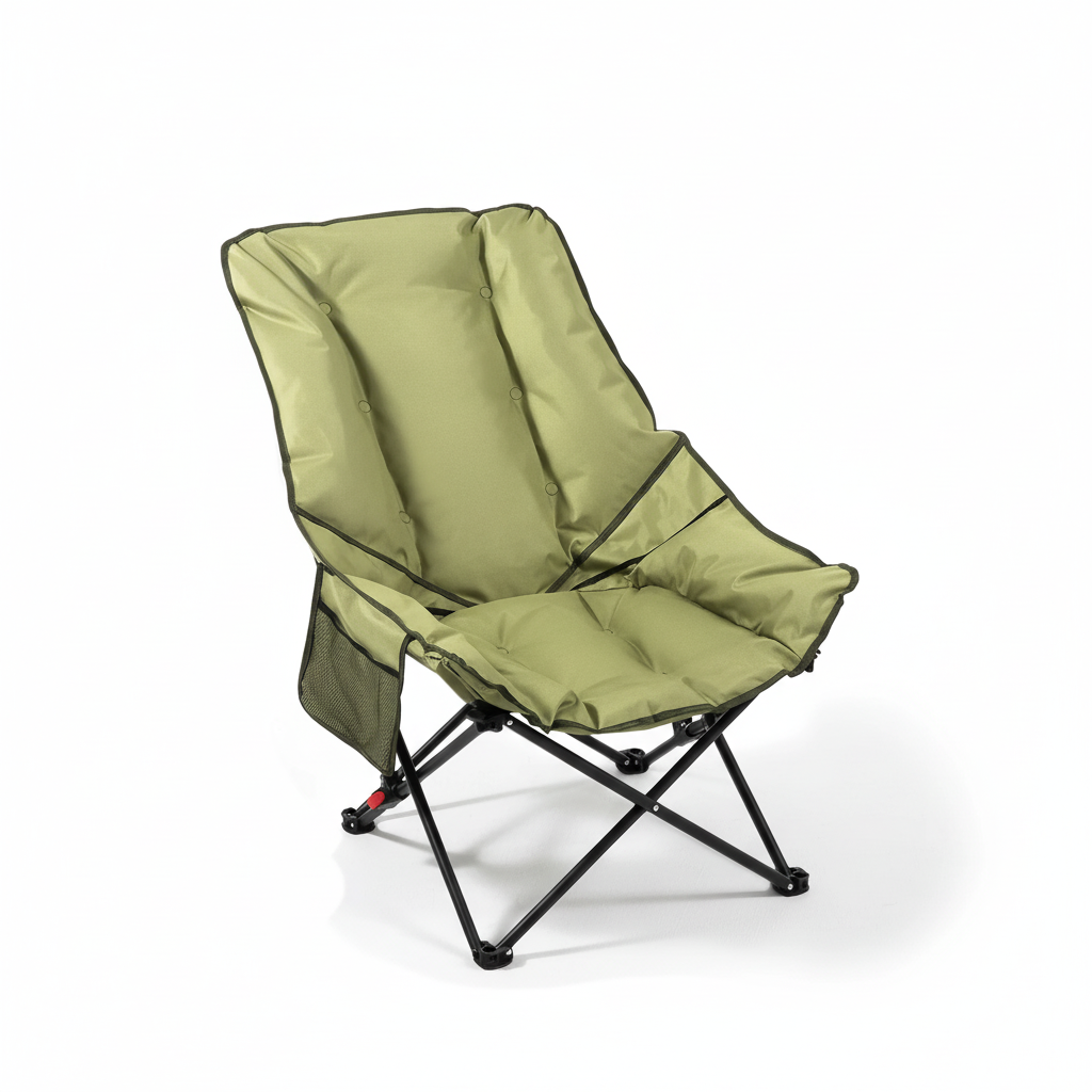 Hochlehniger Klappsessel mit Stahlrahmen und Oxford-Stoff