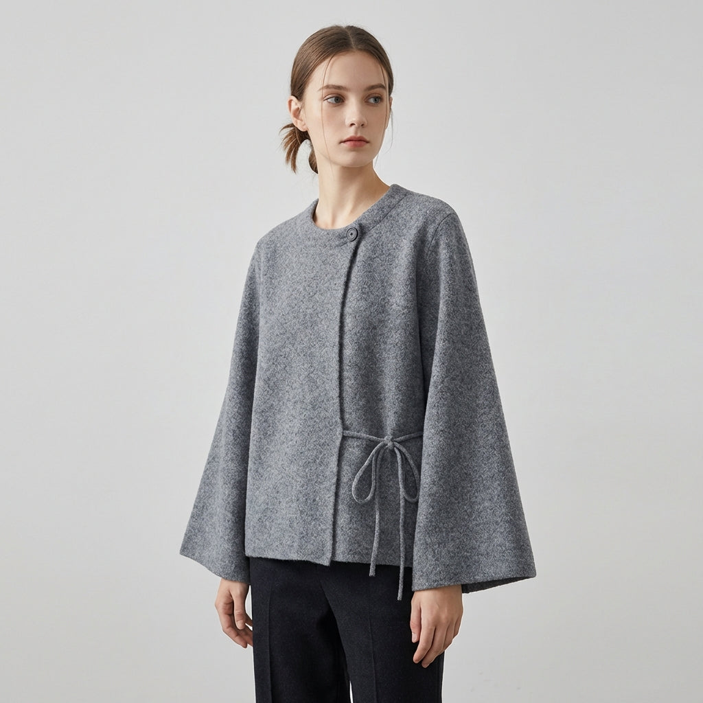 Kimono-Strickjacke mit offenen Ärmeln, weich strukturiert, Winterschicht