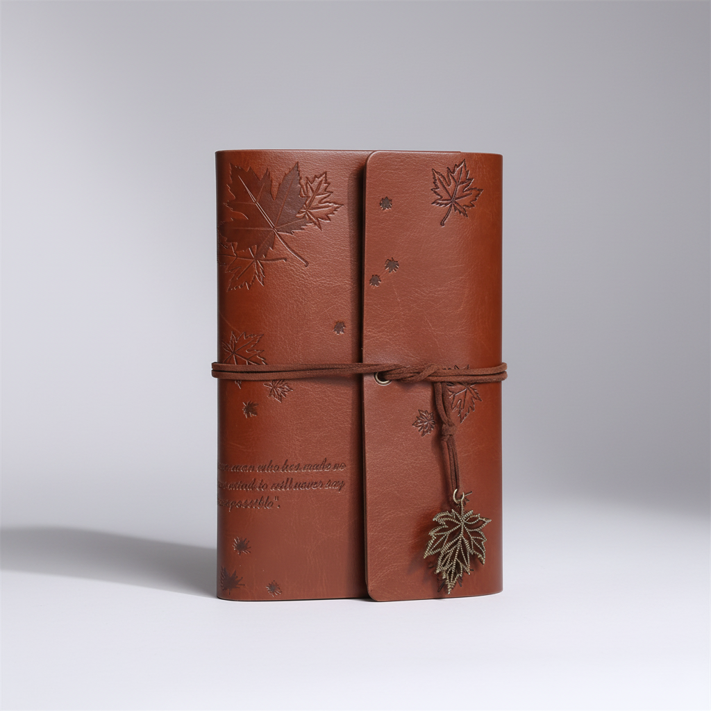 Vintage-Reisetagebuch mit Spiralbinder und klaren Taschen