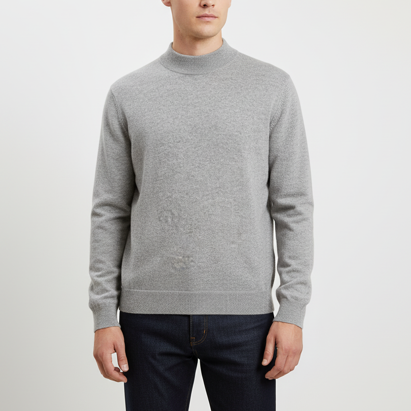 Herren-Wollpullover mit Rollkragen & Flachstrickkonstruktion