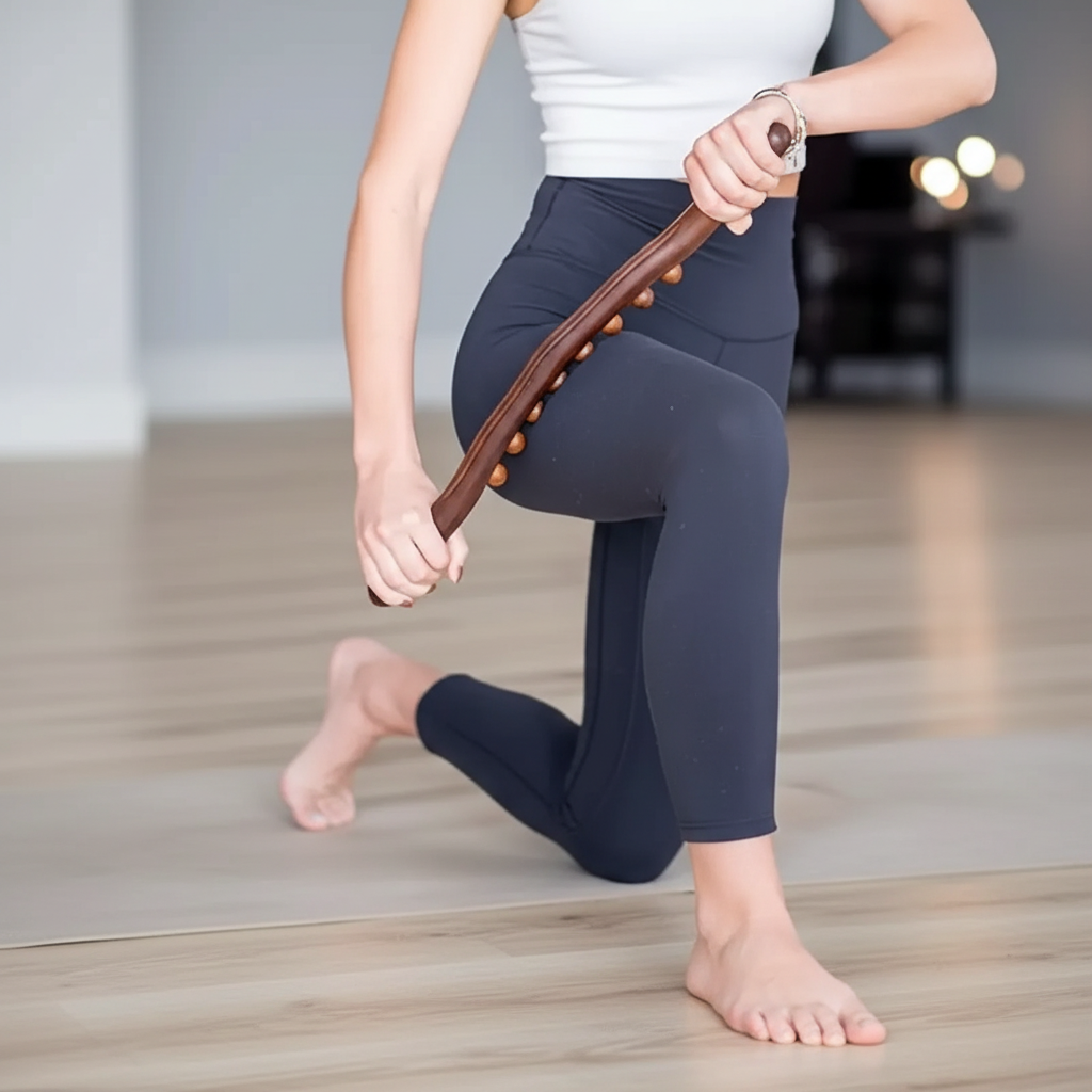 Holz-Massagestab mit rollenden Perlen und ergonomischem Griff