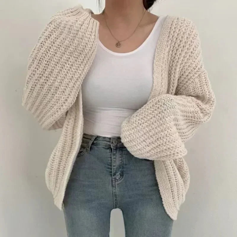 Kurze Poncho-Strickjacke Damen strukturiert entspannt