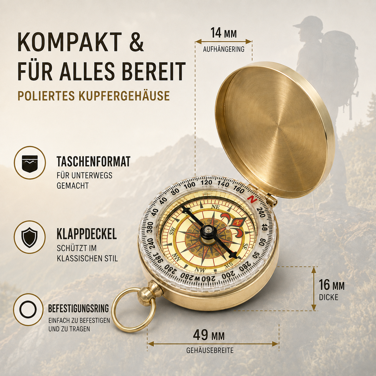 Camp Basel | Navara Taschenkompasses mit Schutzdeckel