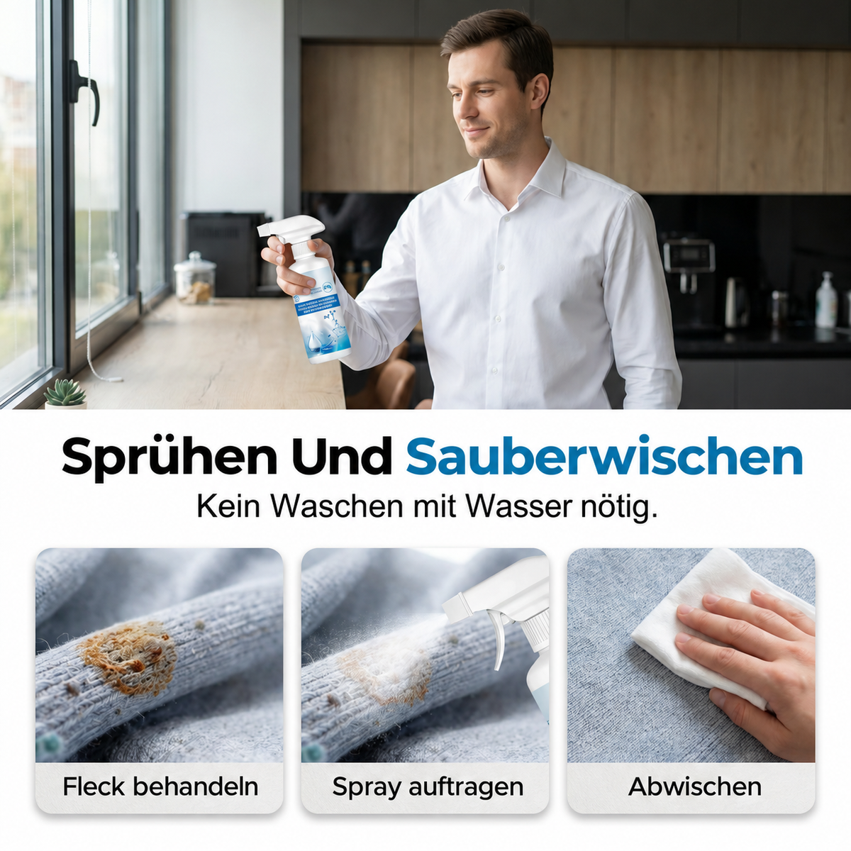 Camp Basel | Nichtionisches Wäsche-Emulgier-Spray Fleckenvorbehandlungsspray für Kleidung Sanfter Fleckenentferner Wäschehilfe