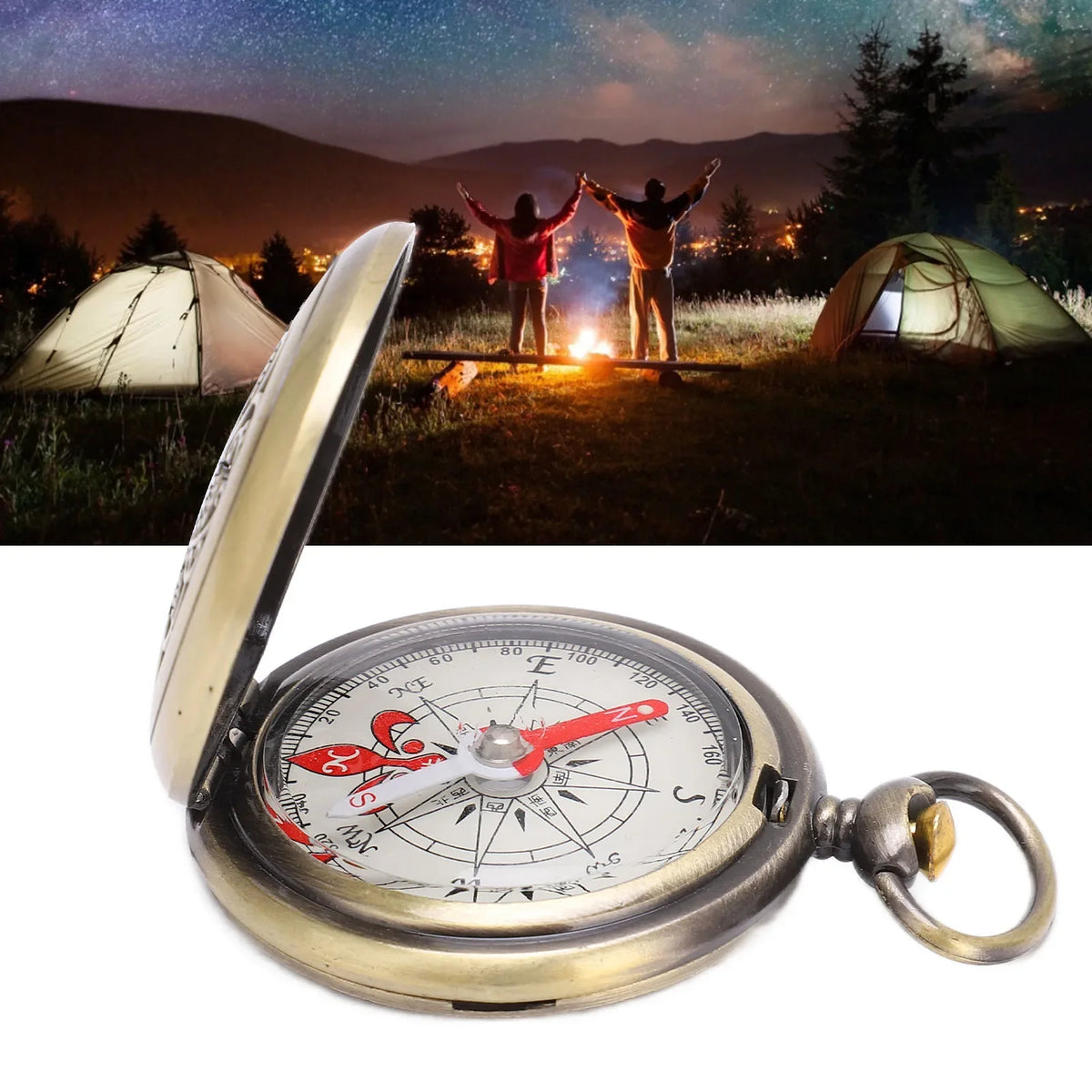 Kompakter Taschenkompass mit Schutzdeckel und klarem Zifferblatt