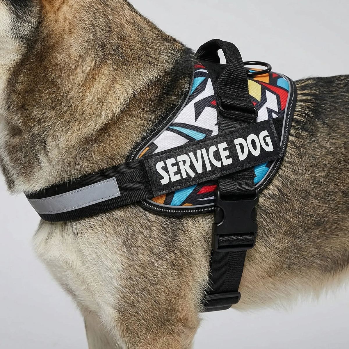 Verstellbares Hundegeschirr mit Brustgurt, Reflektoren und Klettverschluss-Patches