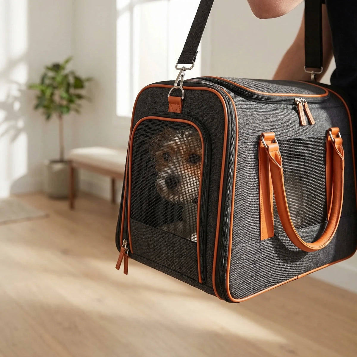 Heimtier-Transporttasche mit stabilitätsrahmen für Katzen und Welpen