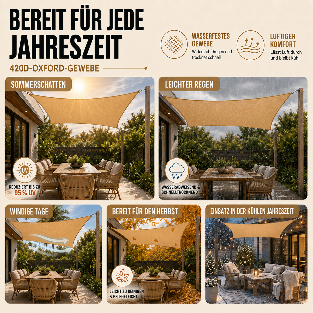 Camp Basel | Shadeara Rechteckiges Oxford-Sonnensegel
