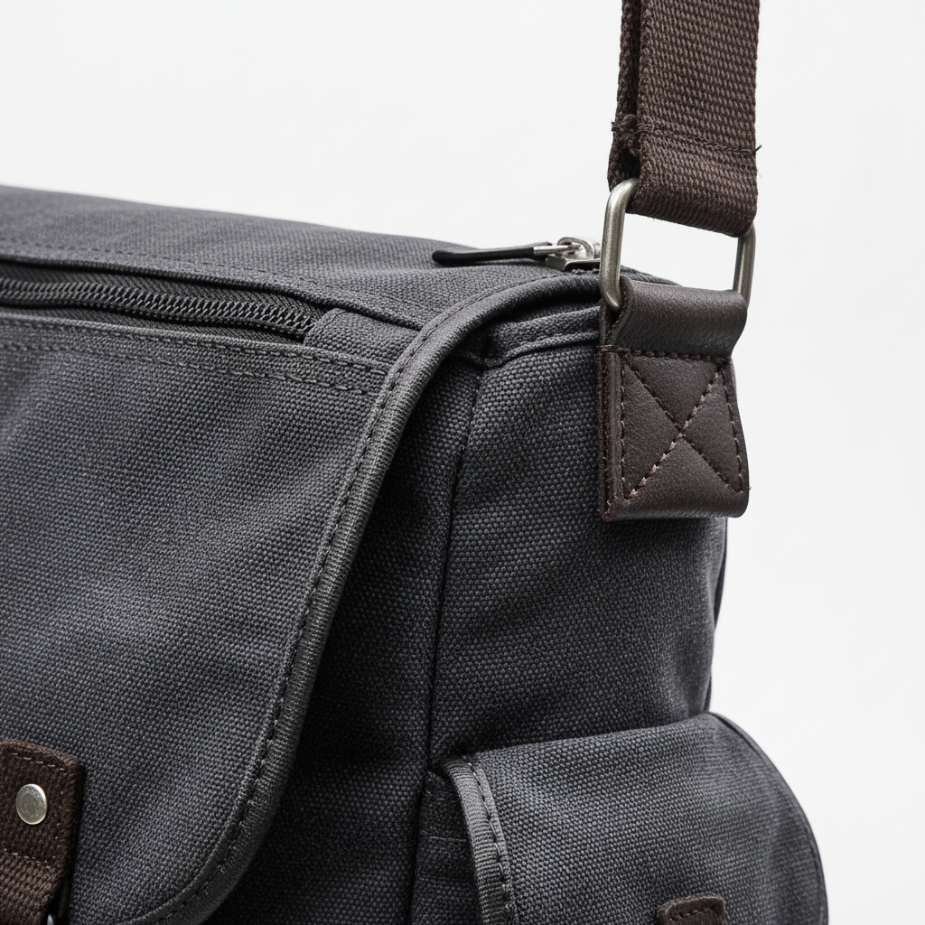 Retro Canvas Messenger-Tasche wasserabweisend mit Laptopfach