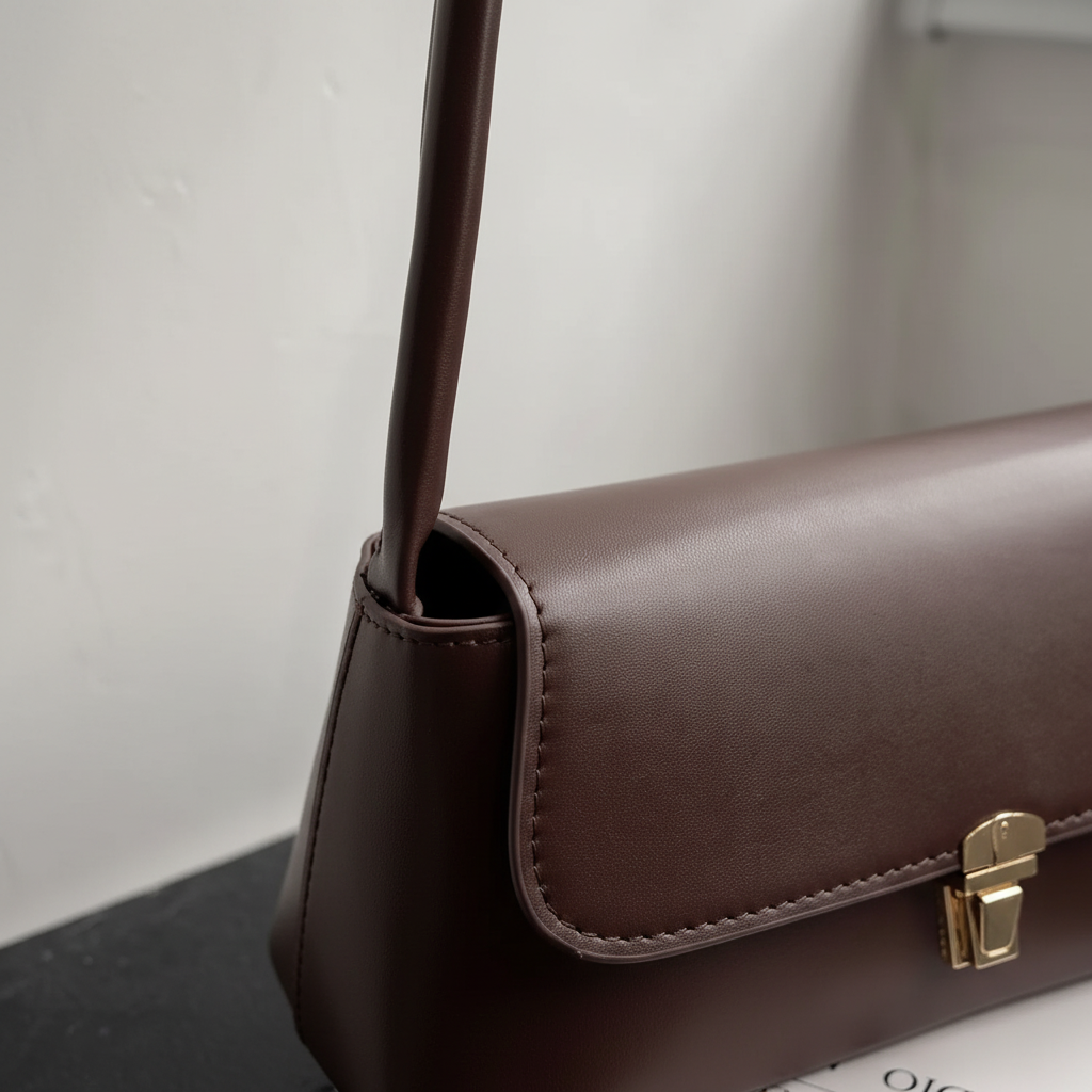 Retro Schultertasche mit Überschlag aus PU-Leder strukturiert