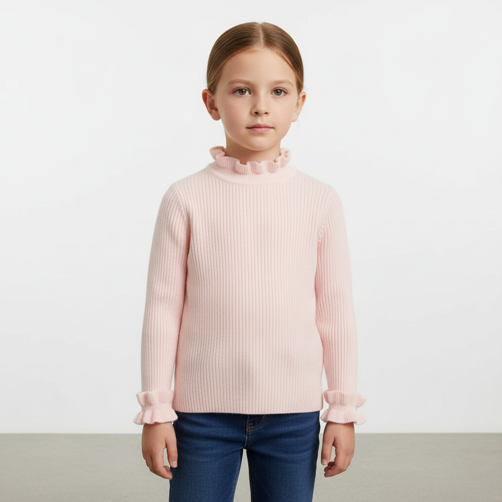 Kinder Rippstrick-Pullover mit Rollkragen Baumwolle warm Kleinkin