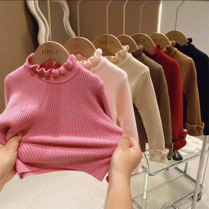 Kinder Rippstrick-Pullover mit Rollkragen Baumwolle warm Kleinkin