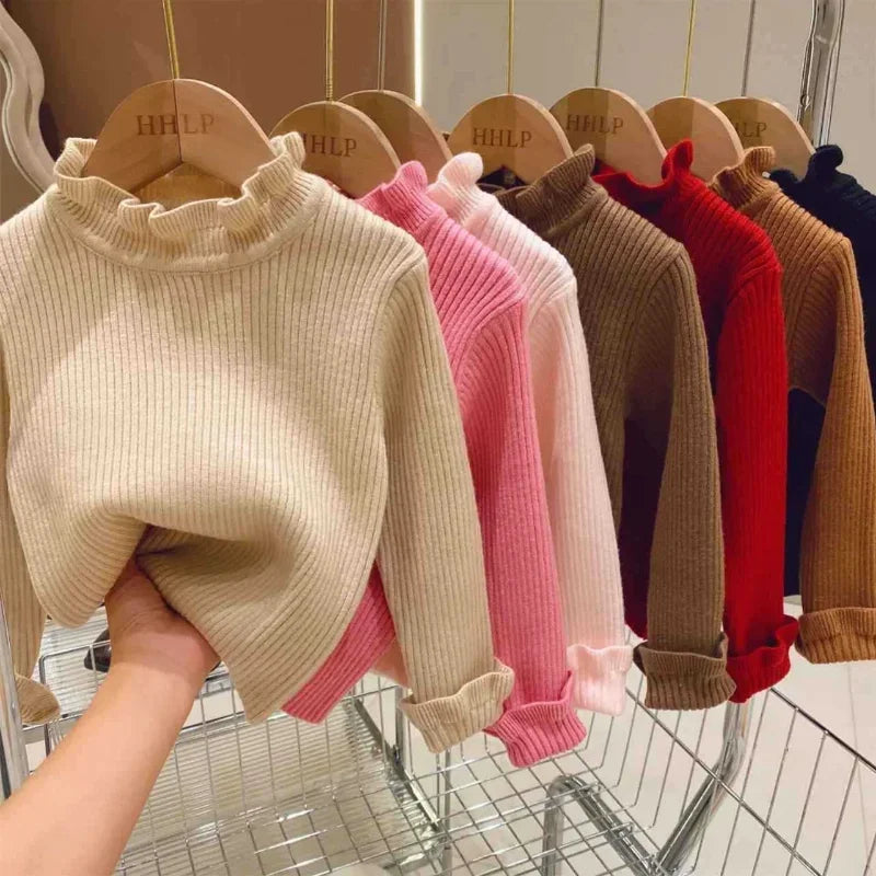 Kinder Rippstrick-Pullover mit Rollkragen Baumwolle warm Kleinkin